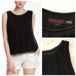 [Alice + Olivia] Leather Trim Silk Tank - Like New